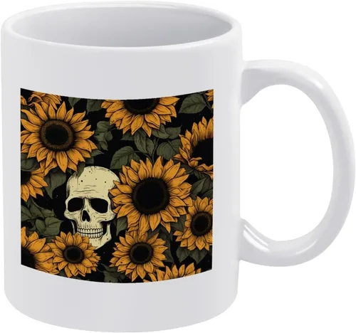 Tazas de Halloween con diseño de calavera de girasol para café de cerámica, diseño de esqueleto, vintage, regalo para el día de la madre, regalo