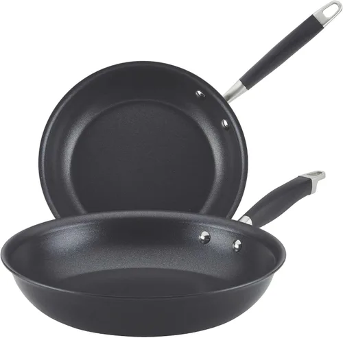 Anolon Advanced Home - Sartén antiadherente anodizado duro (juego de 2 piezas, 10.25 pulgadas y 12.75 pulgadas, ónix)