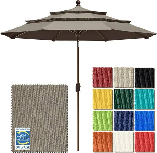 Miniatura 65 de EliteShade USA Sombrilla de Mercado de 10 Años Sin Decoloración de 9 Pies 3 Niveles Sombrilla de Patio Sombrilla de Mesa para Exteriores con Beige