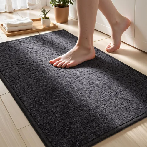 Miniatura 15 de Tapetes de baño antideslizantes delgados para debajo de la puerta, tapetes de baño de secado rápido absorbentes con respaldo de goma trenzado