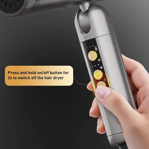 Miniatura 6 de Quico Secador de pelo de viaje de doble voltaje, 120,000 rpm, secador de pelo de bolsillo BLDC de secado rápido para mujeres con concentrador