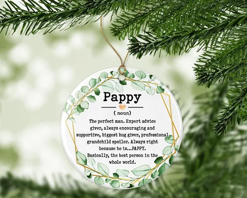 Miniatura 3 de Pappy Noun Ornamento – Adorno de Navidad para Pappy – Adorno del Día del Padre – Regalos de Pappy – Definición de Pappy – Recuerdo impreso en un lado