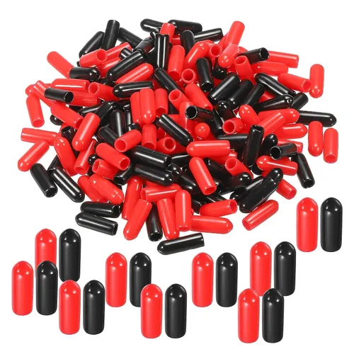 Miniatura 34 de MECCANIXITY 50 unids tapas de goma Surtido de 0.079 in PVC vinilo tornillo rosca protector para tornillo tornillo negro rojo