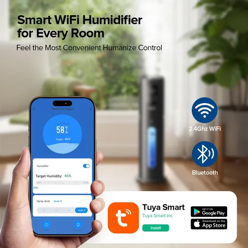 Miniatura 5 de Humidificadores para habitación grande con aplicación inteligente y control remoto, humidificador grande de 7L/1.85 galones, 4 niveles de niebla