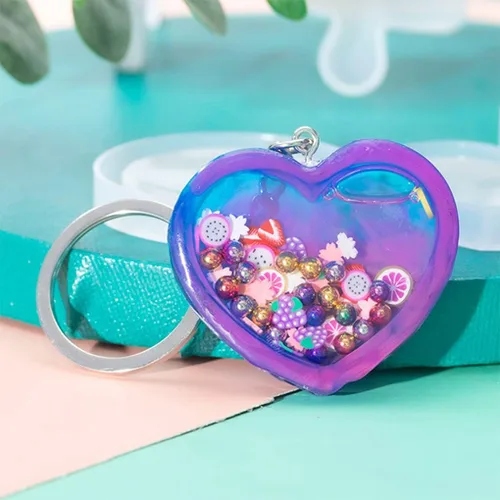 Miniatura 8 de Moldes de resina de corazón agitador, moldes de resina epoxi de corazón hueco, moldes de joyería para resina epoxi DIY colgante de arena movediza