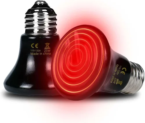 25W Lámpara de Calor para Reptiles (Paquete de 2) Emisor de Calor Cerámico - Sin Emisión de Luz, Calefacción Segura 24/7 para Terrarios, Incubadoras