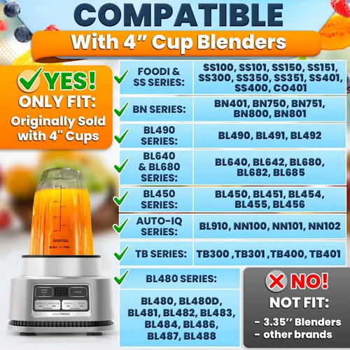 Miniatura 2 de Vasos de repuesto de 18 onzas para licuadora Ninja – 2 piezas compatibles con BL480/BL450/480D, BN800/751/801/401, Auto-iQ Series NN, BL910