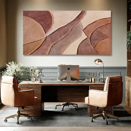 Miniatura 13 de Dolidoteart Arte de pared abstracto marrón beige, pintura al óleo pintada a mano para oficina, decoración de pared horizontal con textura grande