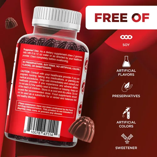 Miniatura 5 de Vitamatic Paquete de 2 Gomitas Veganas de Arándano Rojo con D-Manosa, Probiótico y Vitamina C para la Salud del Tracto Urinario Femenino
