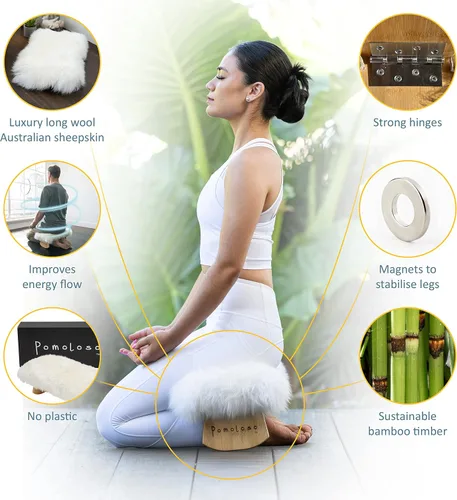 Miniatura 6 de Funda de asiento de piel de oveja genuina de lujo para meditar más profundo y durante más tiempo en pura comodidad – arrodillador de oración