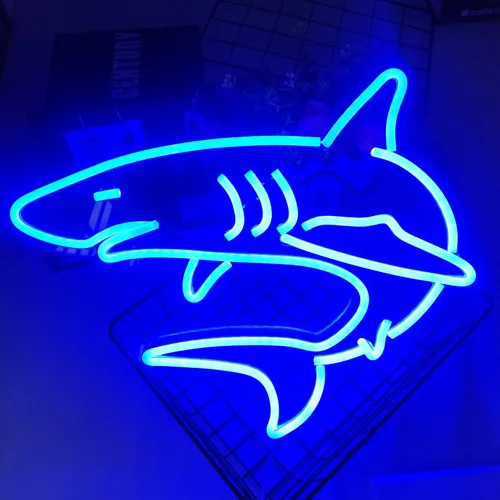 Miniatura 3 de Letreros de neón de tiburón regulables para decoración de pared, gran letrero de luz de neón reutilizable de tiburón para regalos de niños, sala