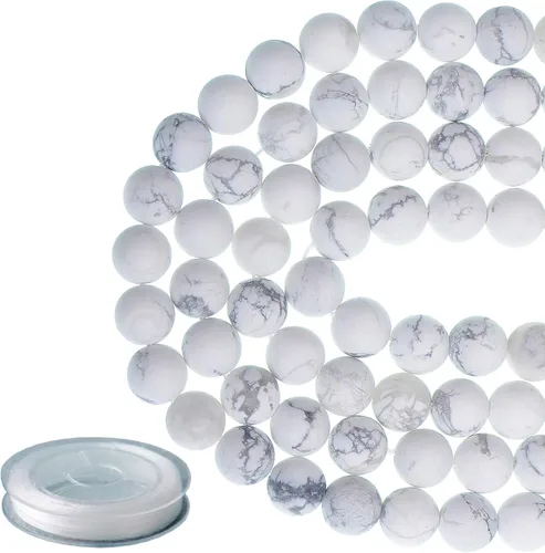Miniatura 16 de Piedras preciosas redondas de jade blanco mate natural de 0.236 pulgadas esmeriladas, 120 cuentas sueltas a granel para hacer joyas y pulseras
