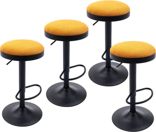 Miniatura 19 de CIMOTA Juego de 2 taburetes de bar redondos giratorios con espalda descubierta ajustable, taburete de bar moderno industrial para cocina, hogar
