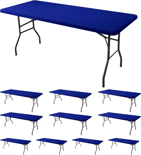 Miniatura 33 de Mantel de elastano para mesas rectangulares de 6 pies, paquete de 4 unidades, color azul aguamarina, para picnic al aire libre, manteles elásticos