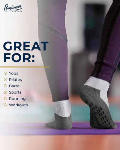 Miniatura 4 de Pembrook 4 pares de calcetines antideslizantes para hombres, mujeres, marido, papá, calcetines de agarre para hospital, yoga, pilates, barre