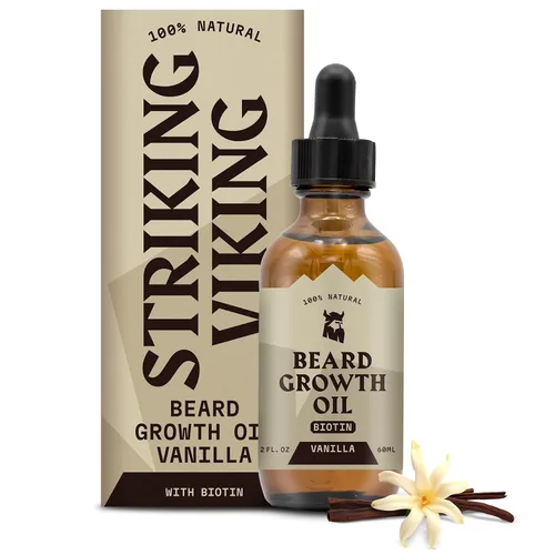 Miniatura 8 de Striking Viking Aceite de crecimiento de barba para hombres, 2 onzas líquidas, sándalo, aceite de barba espesante y acondicionador con biotina