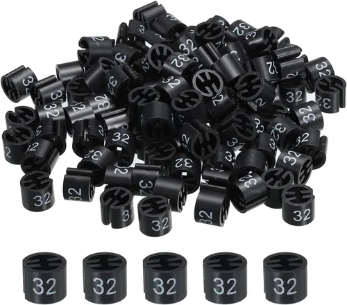 MECCANIXITY Marcadores de colores para colgar ropa (Número 32, negro) para codificación de colores, paquete de 100 unidades