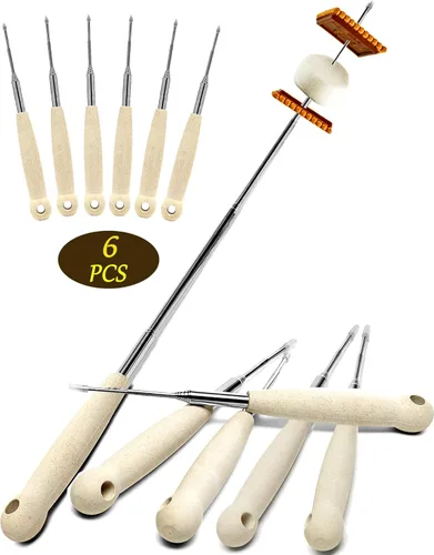 6 palitos para asar malvaviscos de 32 pulgadas, palos extensibles para hogueras de larga duración, palitos resistentes para perros calientes para