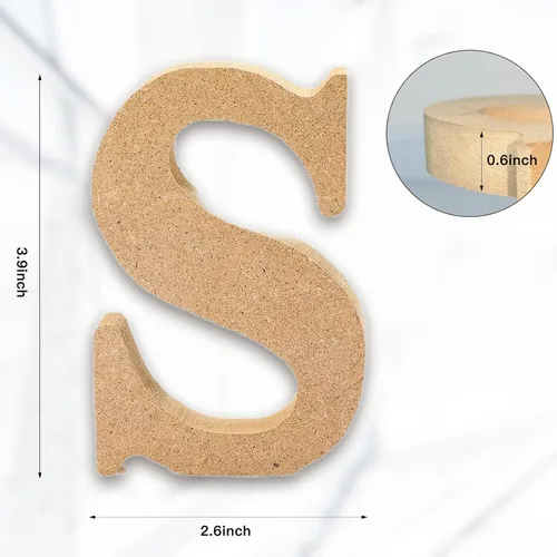 Miniatura 2 de AOCEAN Letras de madera diseñables de 4 pulgadas, letras de madera sin terminar para decoración de pared, letras decorativas de pie en rodajas