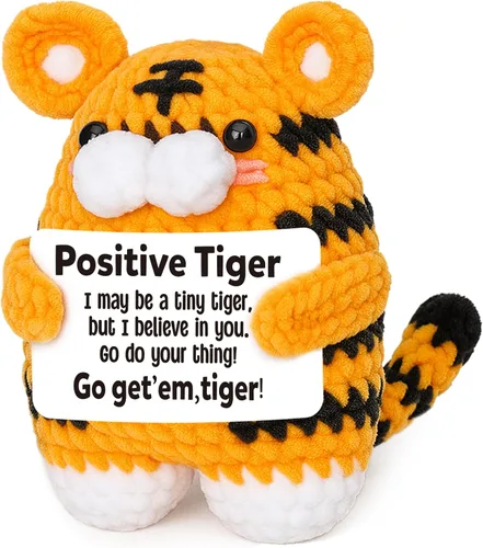Miniatura 13 de Regalos de cumpleaños de Navidad para papá de hija, hijo, esposa, mini divertido hecho a mano de ganchillo tigre feroz I Love You, idea de regalo