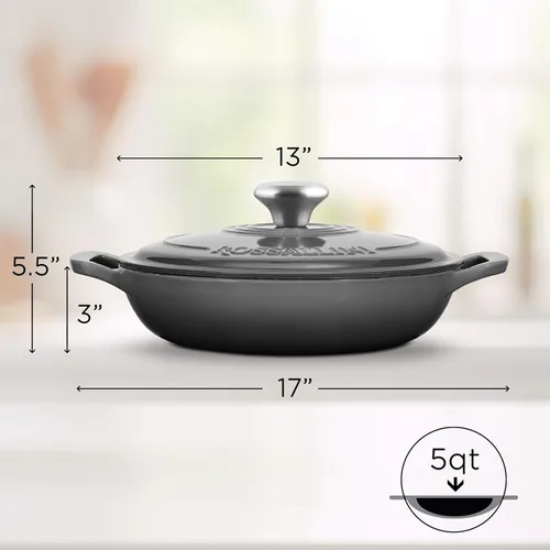 Miniatura 2 de ROSSALLINI Cacerola de Hierro Fundido Esmaltada Signature, Olla de Servir Antiadherente con Tapa de Cierre Hermético para Asado Perfecto, Horneado