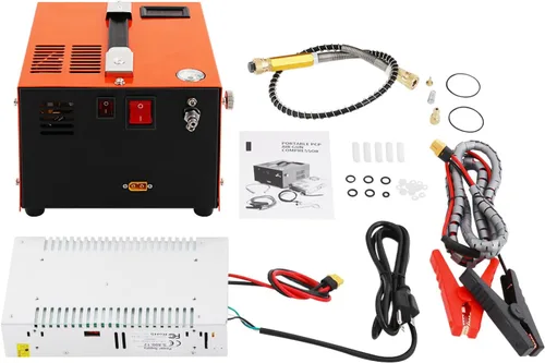 Miniatura 9 de Compresor de aire PCP de 4500PSI 30Mpa, 110V AC portátil de alta presión PCP Airgun compresor bomba de inflado sin aceite y agua Paintball tanque