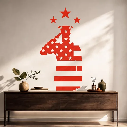 Miniatura 5 de Vinilo grande para pared, diseño de soldado, bandera de Estados Unidos, Día de los Veteranos, decoración de arte patriótico (ig5374)