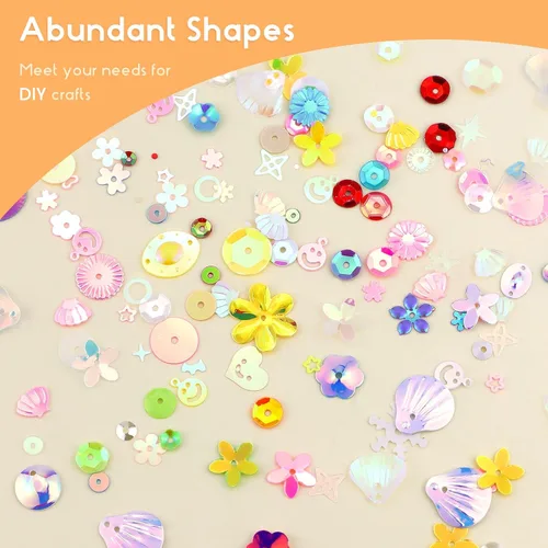 Miniatura 3 de 1 caja de lentejuelas y lentejuelas para manualidades, lentejuelas multicolor para niños, suministros de lentejuelas para hacer joyas, ropa hecha a