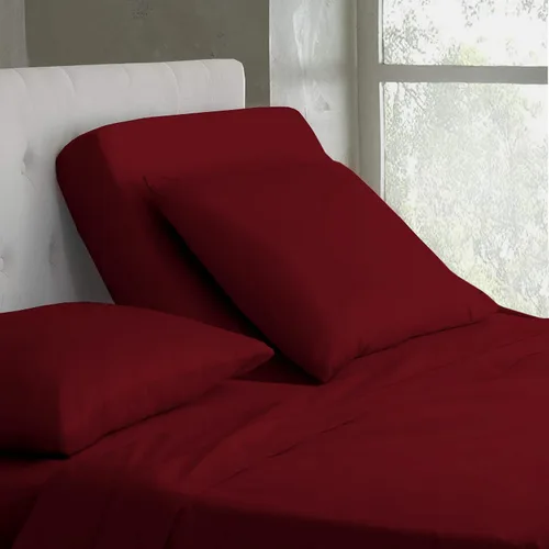Miniatura 3 de Juego de sábanas de algodón de 600 hilos tamaño Queen dividido para base de cama ajustable, juego de sábanas de 4 piezas con bolsillo profundo