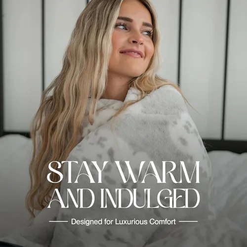 Miniatura 3 de Minky Designs Arctic Lynx Minky Blanket – Manta ultrasuave de piel sintética para sofá, cama y hogar – Esponjosa, cálida y lujosa – Colección Posh