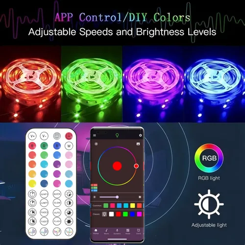 Miniatura 8 de NBBUFF 1M Bedroom LED Strip Lights, Smart APP and Remote Control, Music Sync Color Change, Timing, USB Powered, Cuttable, for Bedroom Room Wall