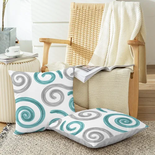 Miniatura 5 de CaliTime Juego de 2 fundas de almohada decorativas de vellón en dos tonos, con textura de concha de mar, geométricas abstractas, para sofá, cama