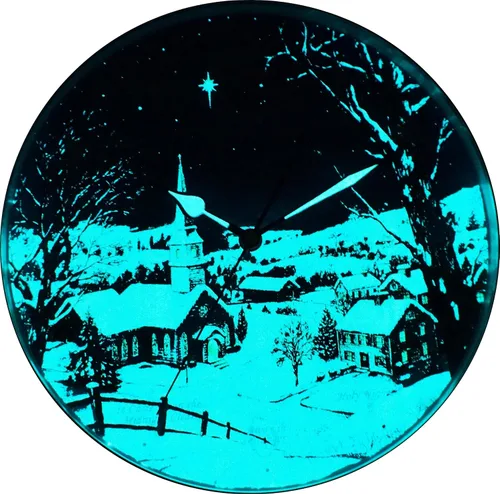 Miniatura 4 de JUSTIME Reloj de pared luminoso Polaris Silent Night de 14 pulgadas 12 villancicos de Navidad, movimiento de barrido silencioso, decoración