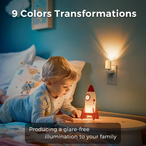 Miniatura 4 de Luz nocturna L LOHAS LED, luces nocturnas que se enchufan en la pared, luz nocturna RGB que cambia de color con sensor de atardecer a amanecer, luz