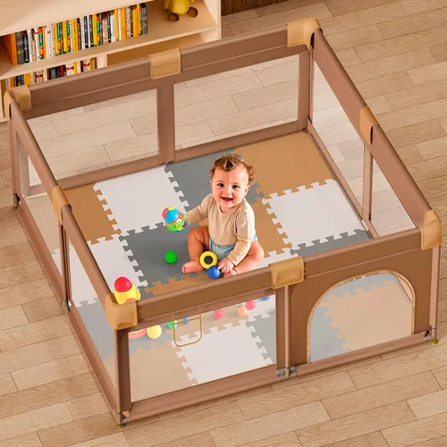 Miniatura 7 de Tapete de juego para bebé de 16 azulejos para piso, tapete de juego de espuma EVA con azulejos de espuma entrelazados de 0.6 pulgadas de grosor