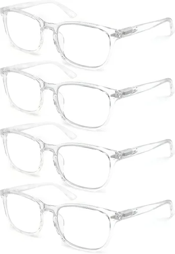 Miniatura 7 de Lentes de lectura para mujer + 2.00 con bloqueo de luz azul, lentes cuadrados para tramposos, paquete de 4 lentes transparentes, antirreflejos