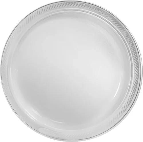 Miniatura 6 de Platos redondos de plástico desechables de color rosa brillante, 10.25 pulgadas (paquete de 50), vajilla resistente para fiestas, eventos y uso