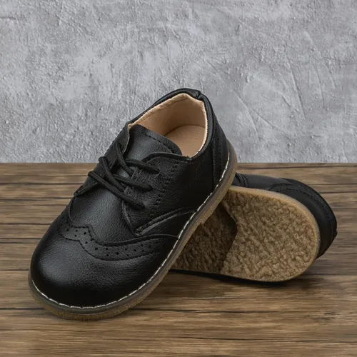 Miniatura 4 de Meckior Zapatos de vestir para niños y niñas pequeños, zapatos Oxford para boda, iglesia, zapatos de vestir de piel sintética, con cordones