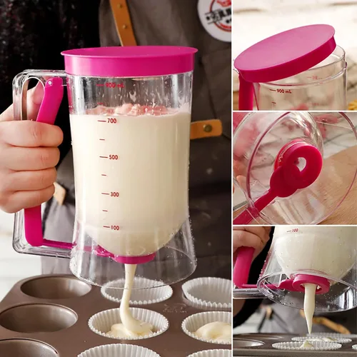 Dispensador de masa para panqueques - Dispensador separador de masa, dispensador de mano para cupcakes, embudo de masa, taza de medición,