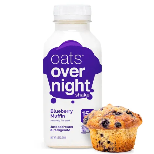 Miniatura 6 de Oats Overnight Blueberry Muffin - Avena durante la noche, batido de avena alto en proteínas (0.51 onzas de proteína), solo agrega agua, desayuno
