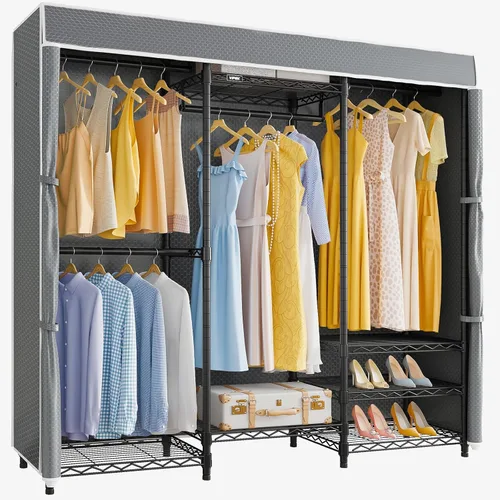 Miniatura 14 de VIPEK V5C Plus - Perchero de ropa portátil cubierto, armario portátil, perchero resistente con estantes ajustables, perchero de metal negro