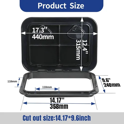 Miniatura 5 de smartmarine Marine Deck Access Hatch 17.3“×12.4" Rectangle Boat Hatch & Lid,Boat Deck Hatch Lids Negro