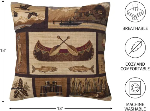 Miniatura 4 de Juego de 2 fundas de almohada cuadradas de 18x18 pulgadas, fundas de almohada decorativas retro negras estilo rústico para casa, sofá, fundas