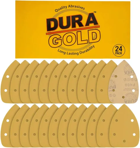Miniatura 10 de Dura-Gold Hojas de Lija Premium para Lijadora de Detalle Tipo Ratón - Grano 180 (Caja de 24) - Discos Triangulares de 5 Orificios con Sistema
