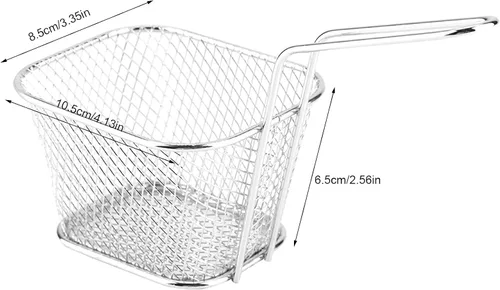 Miniatura 6 de Soporte de papas fritas de acero inoxidable, Mini cesta rectangular para freír, Servicio de mesa de comida frita, Herramienta de cocción de papas