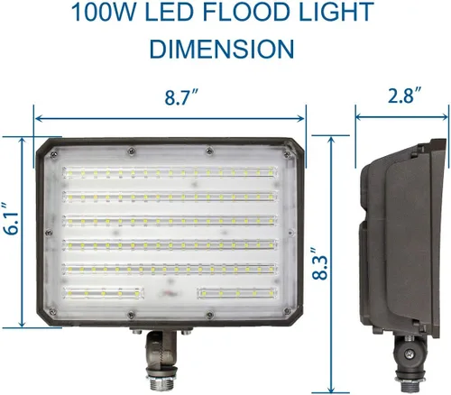 Miniatura 6 de DAKASON Paquete de 2 focos LED de 100 W para exteriores, fotocélula del atardecer al amanecer, montaje ajustable para nudillos, 13000 lm 5000 K