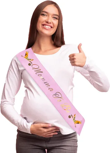 Brosash Daddy To Be & Mommy To Be - Banda rosa con letras doradas para niña, baby shower, decoración de revelación de género de princesa