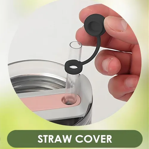 Miniatura 8 de Juego de 7 tapones de silicona para vasos Stanley, juego de accesorios de copa Stanley con fundas para popote y funda, compatible con H2.0 (negro)