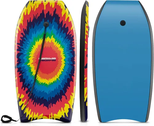 Miniatura 12 de Goplus Tabla de cuerpo ligera de 41/37/33 pulgadas para playa, tabla de surf con núcleo EPS, cubierta XPE, parte inferior lisa de HDPE, correa