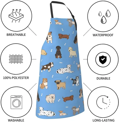 Miniatura 5 de Perinsto Delantal Impermeable para Mascotas Perros Gatos Animales Lindos con Babero para Aseo Cocina Horneado Pintura Jardinería Perro (azul)